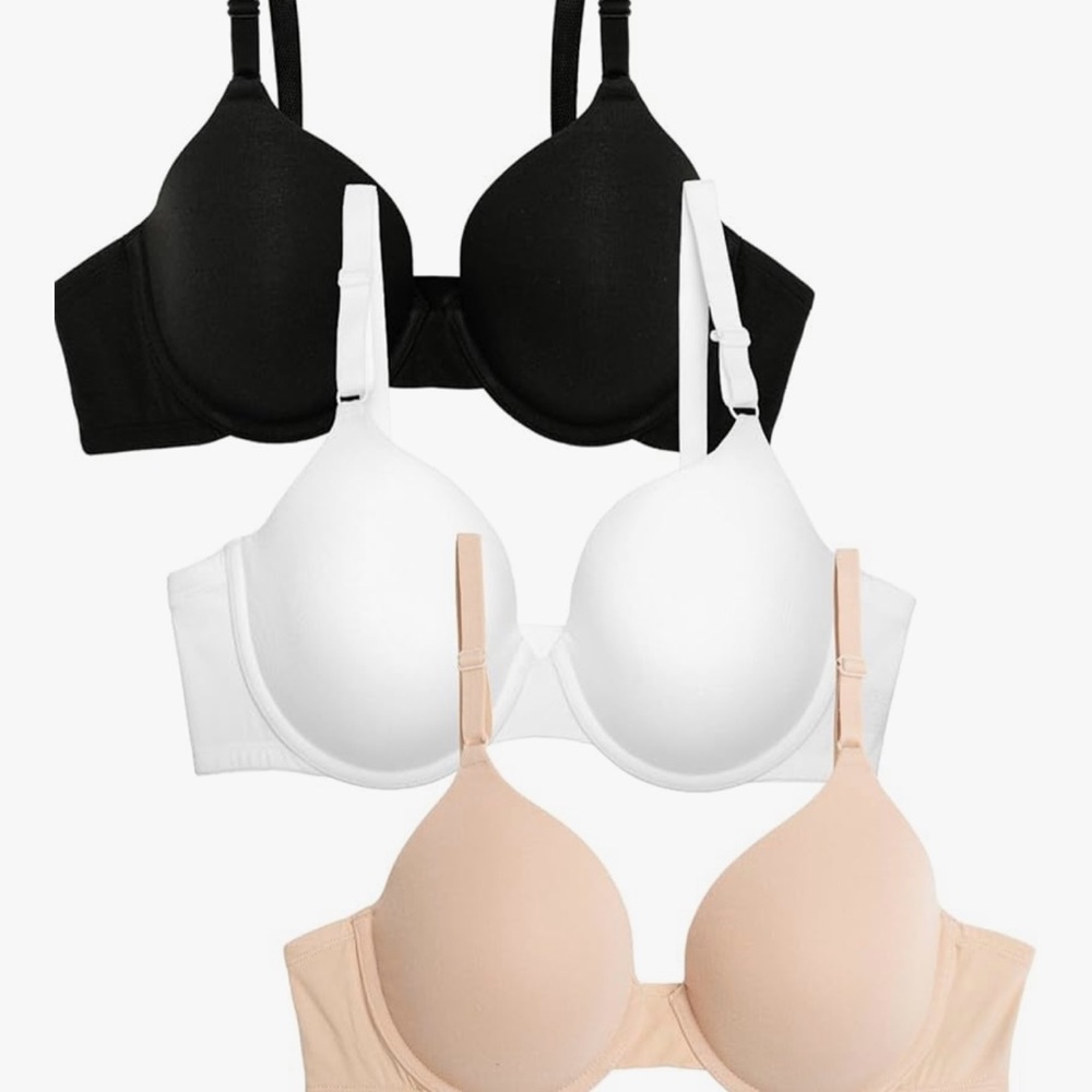 Fruit of the Loom Nude, White and Black Bra Set